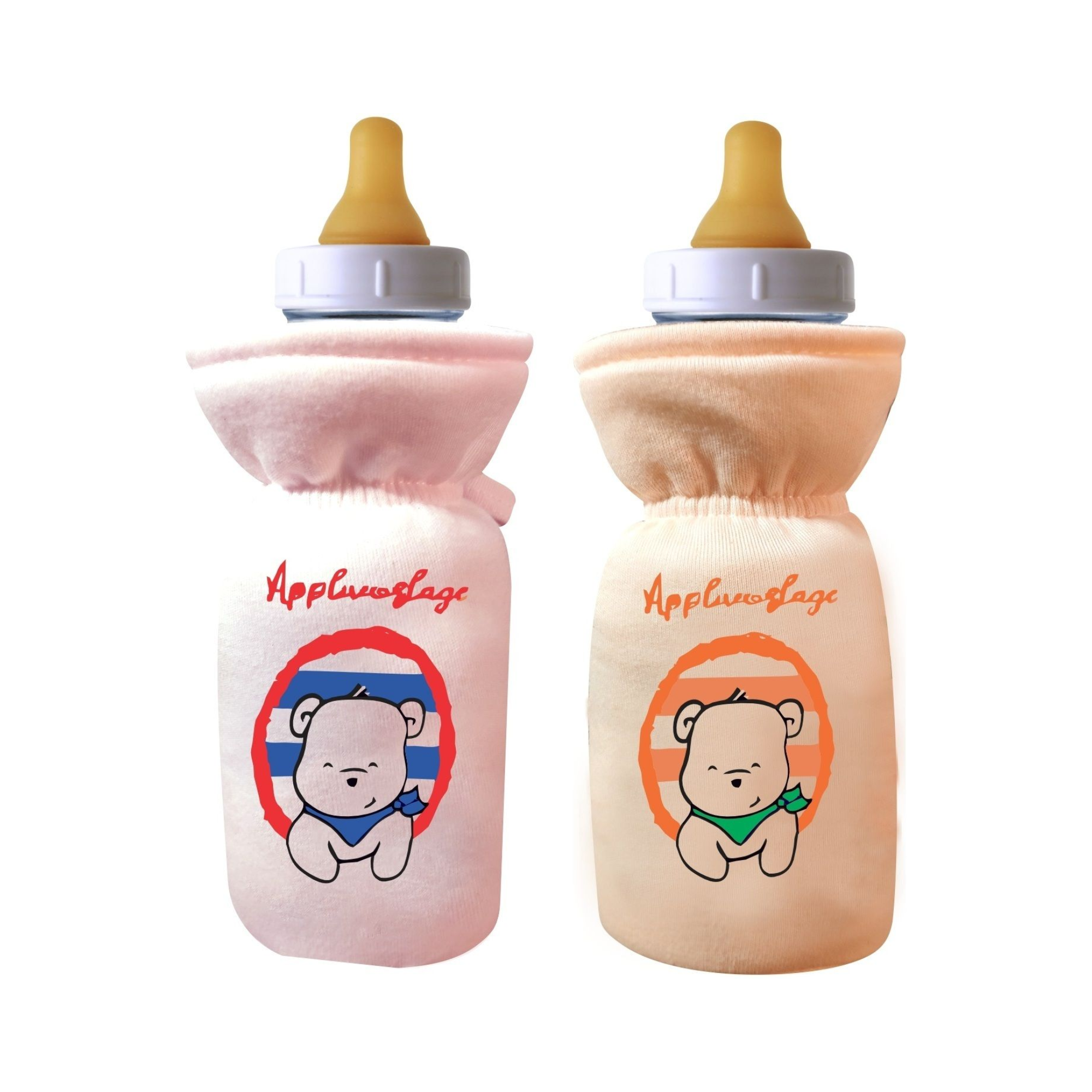 Stretchable Baby Feeding Bottle Cover Pink-Orange 